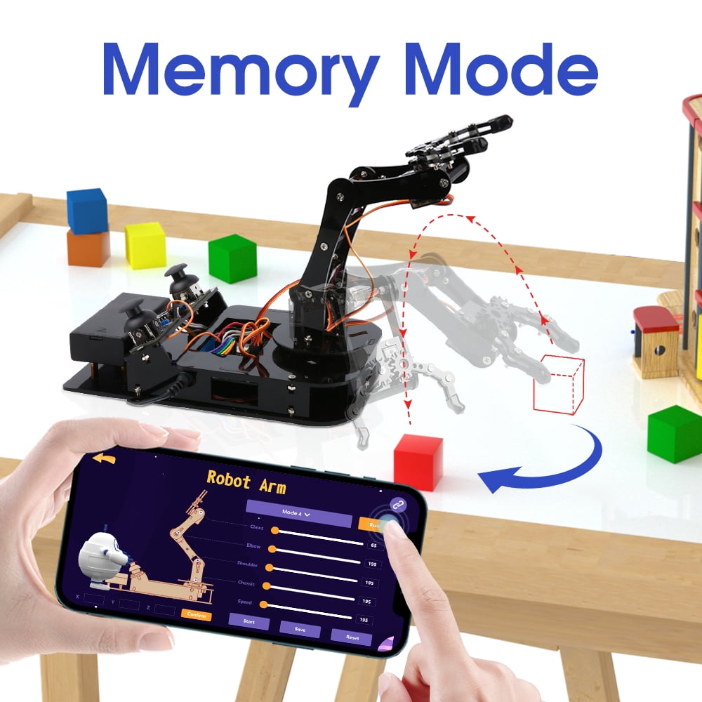 ACEBOTT 4 DOF ESP32 Programmable Robotic Arm Kit, Robotics Kit App Remote Control Robot Toys Compatible with Arduino, STEM Educational DIY Robot Arm Kit Gift for Teenagers & Adults