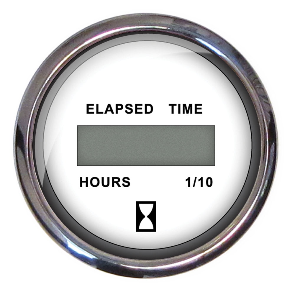 12-32 VDC - 2 Faria 13815 Chesapeake Stainless Steel Digital Hourmeter White