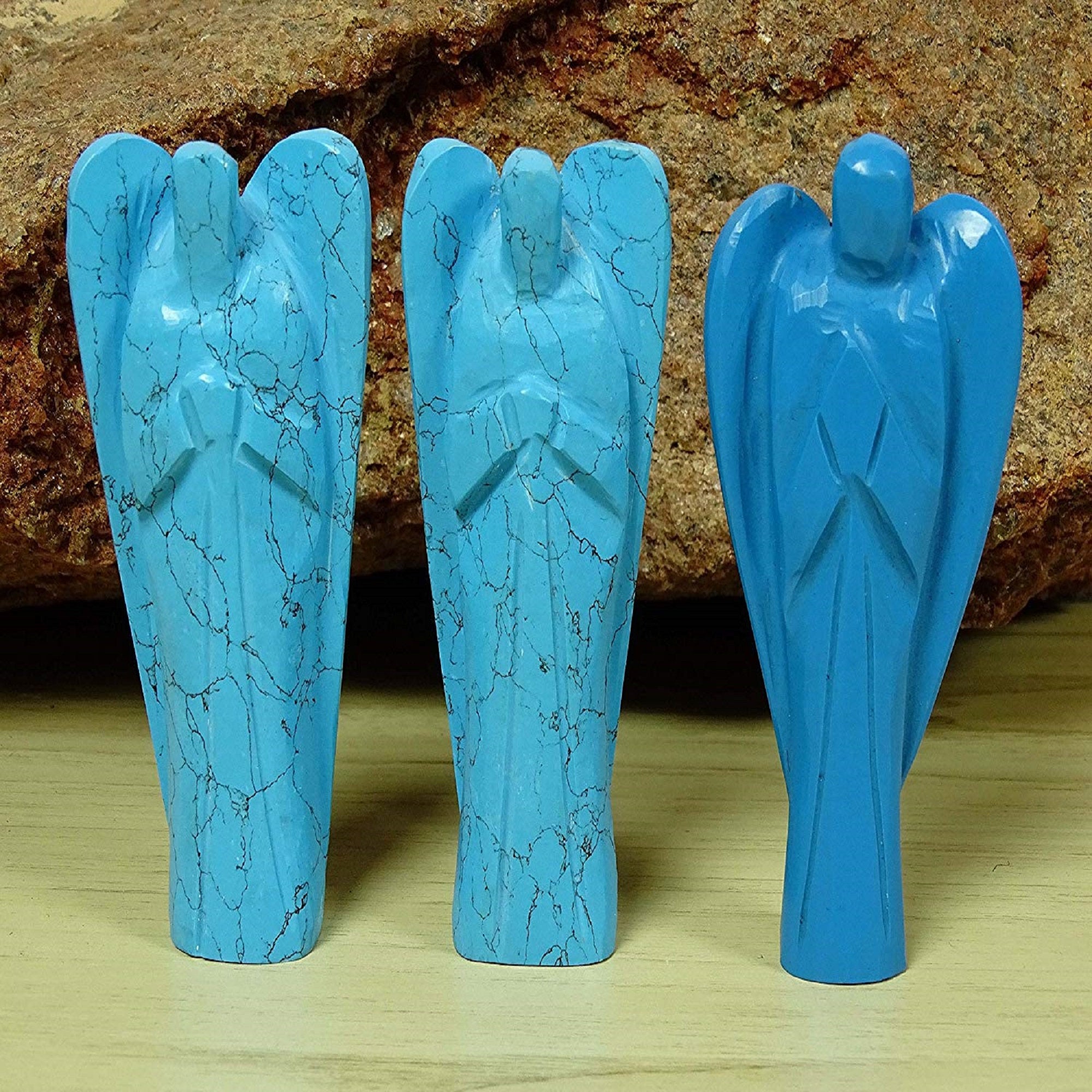 Hand Carved Turquoise Stone Angel Pocket Crystal Guardian Angels Reiki