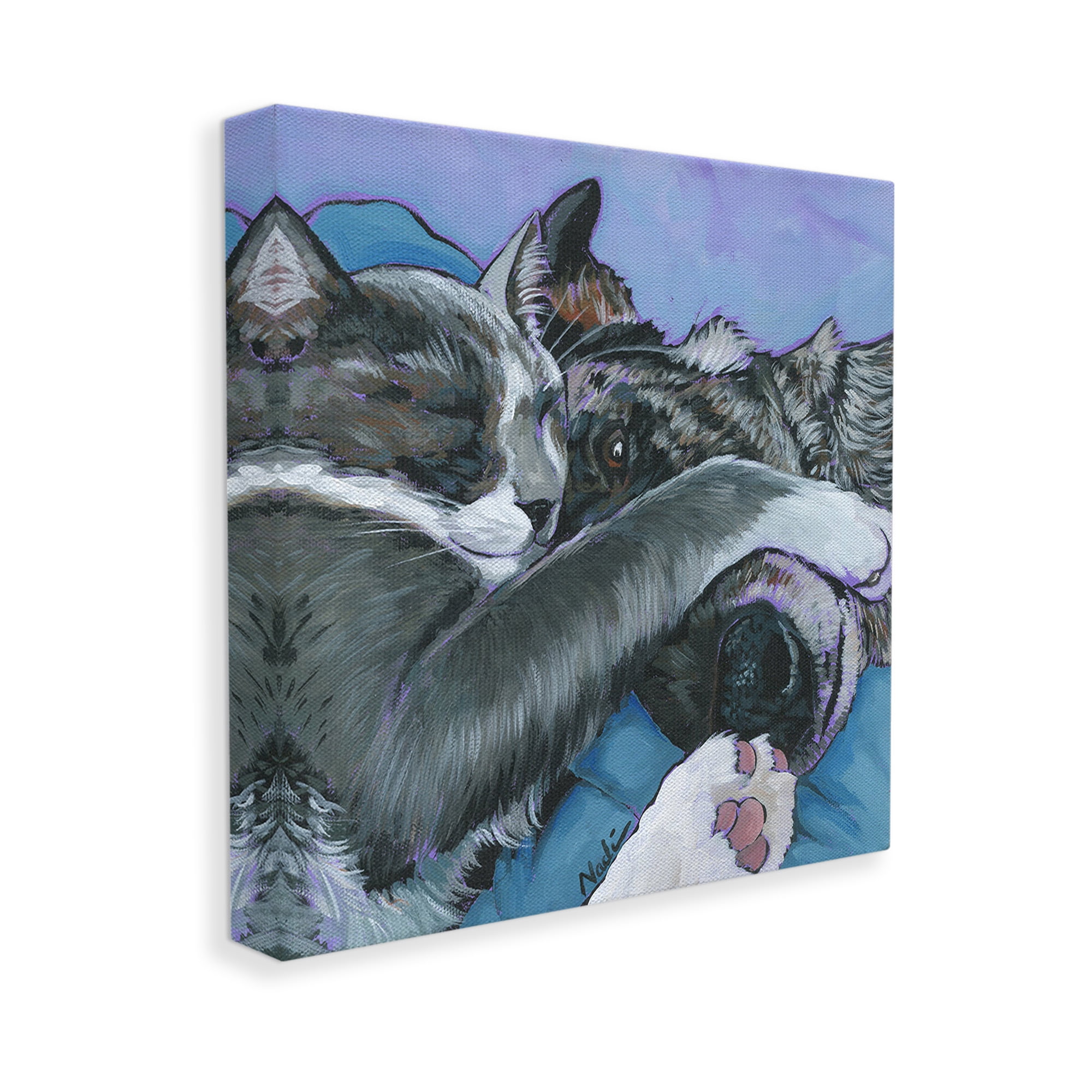 Stupell Industries Cat & Dog Sleeping Animals & Insects Painting Gallery Wrapped Canvas Art Print Wall Art, 30 x 30