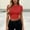 Red, variant on Wovilon Women's Slim Fit Crop T-Shirt with Crew Neck and Short Sleeves, Ribbed Textured Solid Color Soft Stretch Fabric Top for Summer Days