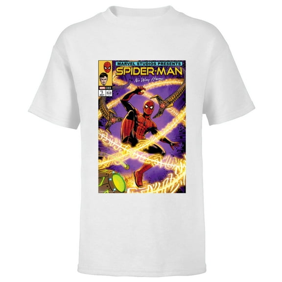 Marvel Spider-Man: No Way Home Doc Ock Comic Cover Homage - Short Sleeve T-Shirt for Kids - Customized-White