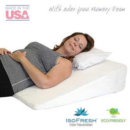 Acid Reflux Wedge Pillow with Memory Foam Overlay and Removable Microfiber Cover 