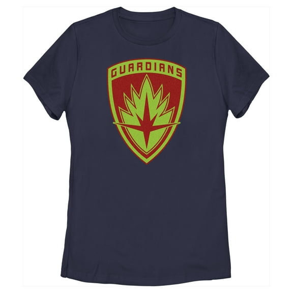 Women's Guardians of the Galaxy Holiday Special Guardians Badge Graphic Tee Navy Blue Large