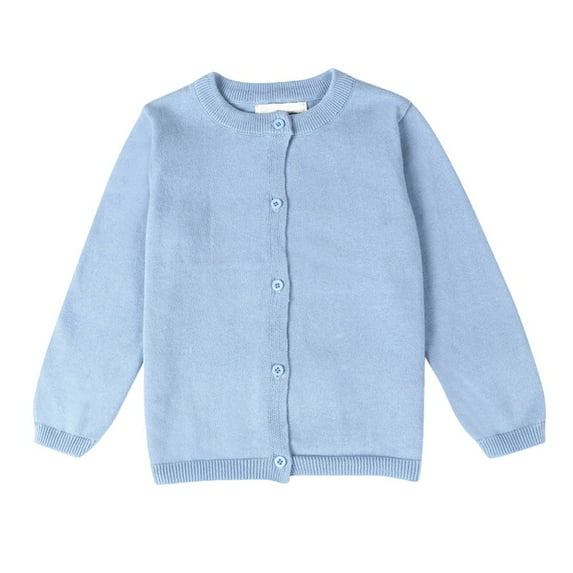 Xmarks Baby Girl Boy Knit Cardigan Sweater Toddler Button Up Cardigan Long Sleeve Solid Top Fall Winter Clothes Blue 12M-7T