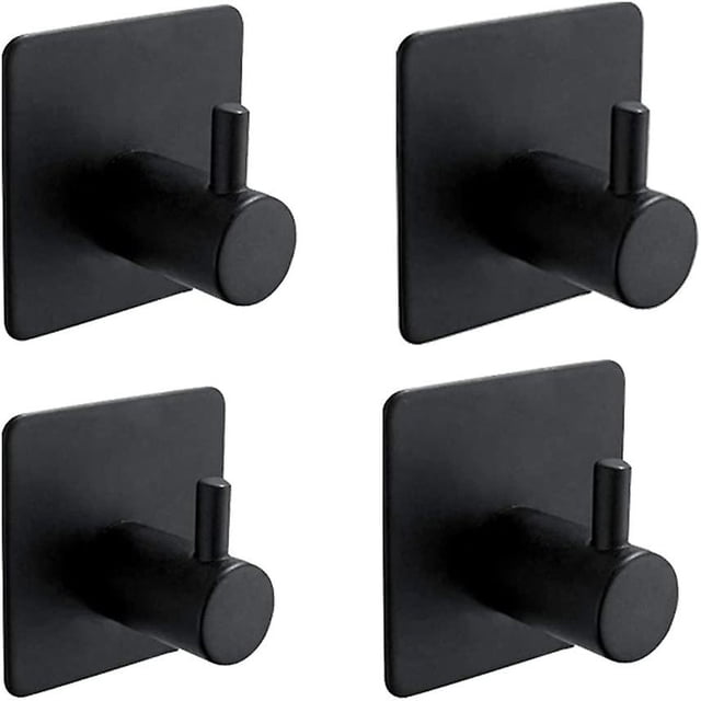 4 Piezas Gancho Adhesivo 3M, Pared de Baño, Gancho para Toalla de Cocina, Colgador de Cuadros Sin Taladrar, Gancho Autoadhesivo de Acero Inoxidable, Negro