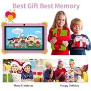 Kids Tablet 7 inch pink,Android 12 Children's learning machine,3GB RAM 64GB ROM,128GB Expansion,HD Display,Wifi, Children Tablet with Parent Control