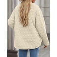 thumbnail image 4 of Women'S Light Weight Quilted Casual Winter Open Front Button Down Puffer Coat Outwear Cardigan Cream White XL, 4 of 8