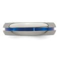 thumbnail image 3 of Edward Mirell Titanium with Blue Anodized Center Stripe Domed 6mm Band, 3 of 6