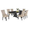 thumbnail image 1 of Ensemble Repas en Bois Gris Foncé avec Table Extensible et Chaises en Lin Beige, 1 of 6