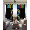 thumbnail image 4 of Cartoon Autism Blackout Curtains, Light Blocking Print Window Curtains, Abstract Awareness Colorful Blocks Modern Thermal Insulated Window Drapes for Living Room 2 Panels, 104"W x 84"L, 4 of 9