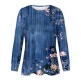 thumbnail image 5 of GaThRRgYP Summer Tops,Plus Size Tops for Women Short Sleeve Crewneck Shirts,Women's Loose Pleated Round Neck Fashion Print Long Sleeved Round Neck Top Multicolor L, 5 of 5