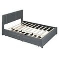thumbnail image 5 of Queen Size Bed Frame, Queen Platform Bed with 2 Drawers and 1 Twin XL Trundle, Classic Upholstered Bed Frame with Headboard, Weight Capacity 500LBS, Gray, 5 of 9