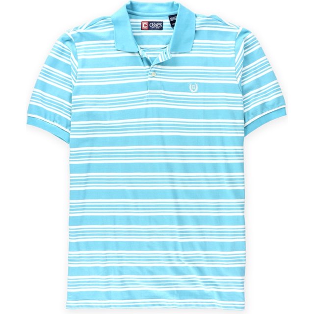Polo de rugby con logo a rayas Chaps para hombre, azul, XLT