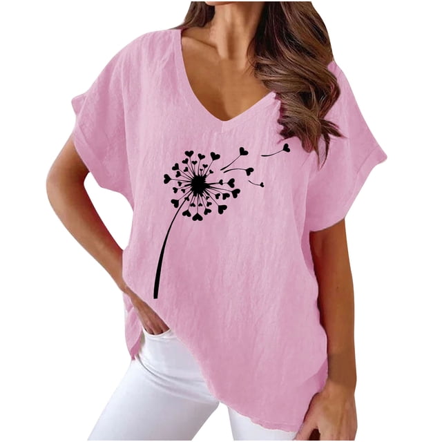 Birdeem T-Shirts à Imprimé à Col en V pour Femmes Mode Confortables Chemisiers Hauts pour Femme
