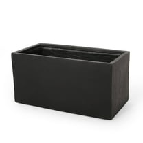 GDF Studio Fardeen Outdoor Modern Cast Stone Rectangular Planter, Black Large