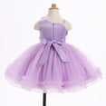 thumbnail image 5 of IDOPIP Infant Baby Flower Girl Dress Asymmetric Shoulder 3D Flowers Toddler Wedding Formal Birthday Party Pageant Tiered Tulle Gowns Tutu Dresses 3-4 Years Purple, 5 of 7