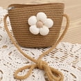 thumbnail image 3 of Sombrero de paja con flores y conjunto de bolsa de paja para mujer, de tela transpirable, con circunferencia de 56 a 58 cm, para verano y playa, 3 of 5