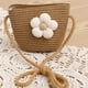thumbnail image 3 of Sombrero de paja con flores y conjunto de bolsa de paja para mujer, de tela transpirable, con circunferencia de 56 a 58 cm, para verano y playa, 3 of 5