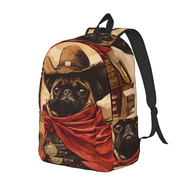 Fotbe Western French Bulldog Cowboy Mochila de Lona con Estampado, Mochila Duradera, Mochila Versátil de Alta Calidad, Mochila Compacta Vintage-Small
