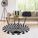 thumbnail image 3 of 2pc 3D Swirl Print Alfombras de área de óptica Alfombra Alfombras de felpudo antideslizantes para el piso Diámetro 80cm Sunnimix Alfombra redonda de rejilla blanca y negra, 3 of 8