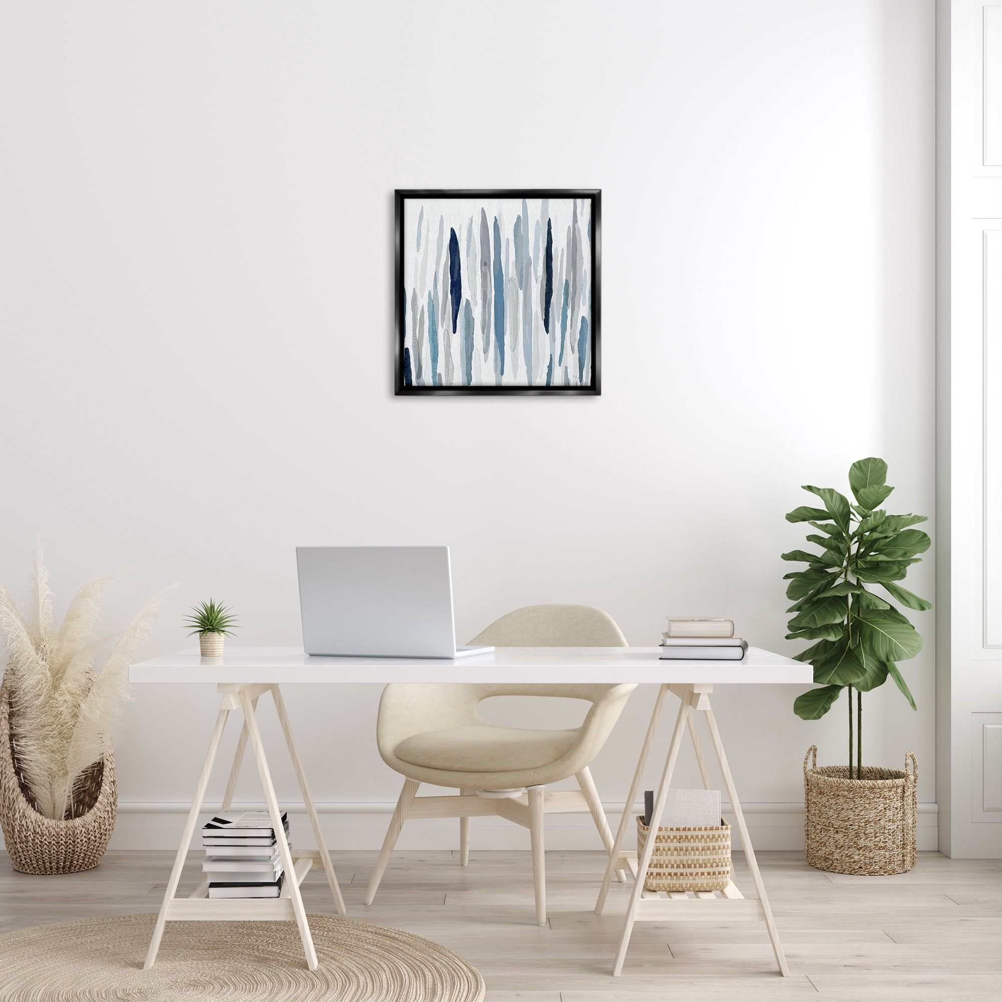 Stupell Industries Abstract Rain Pattern Strokes Abstract Painting Black Floater Framed Canvas Art Print Wall Art, 25 x 25