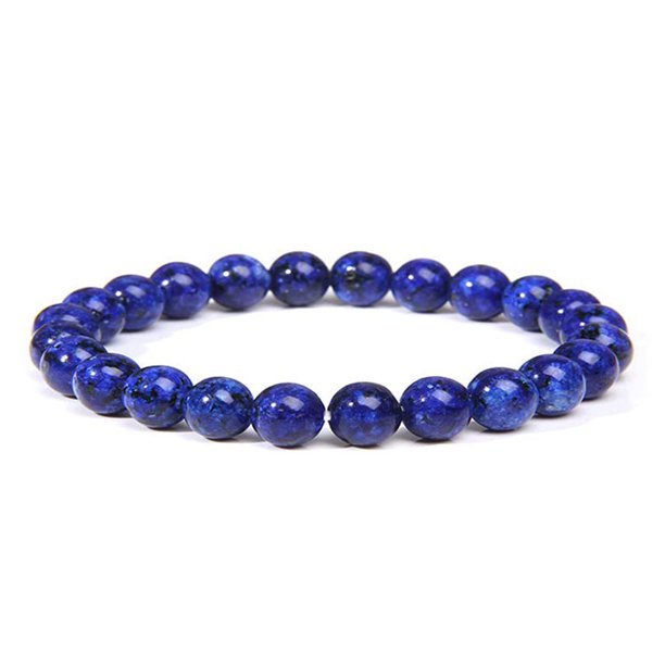 Xiao Hua Pulsera de cuentas hecha a mano, adecuada tanto para hombres como para mujeres, pulsera de cuentas de piedra de cristal natural de 8 mm (azul oscuro)