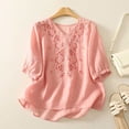 thumbnail image 2 of Embroidered Linen Tops For Women，Bohemian Tops For Women Lightweight Breathable Shirts Embroidery Shirts For Women Gauze Tops Plus Size Bohemian Peasant Shirts Pullover Shirts Embroidered Tunic, 2 of 3