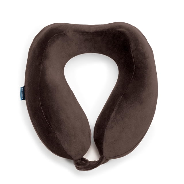 Almohada de Viaje Brookstone para Cuello con Espuma de Memoria Contorneada Marrón