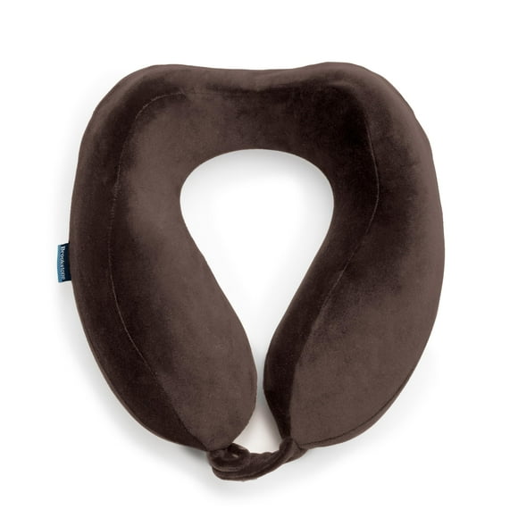 Almohada de Viaje Brookstone para Cuello con Espuma de Memoria Contorneada Marrón