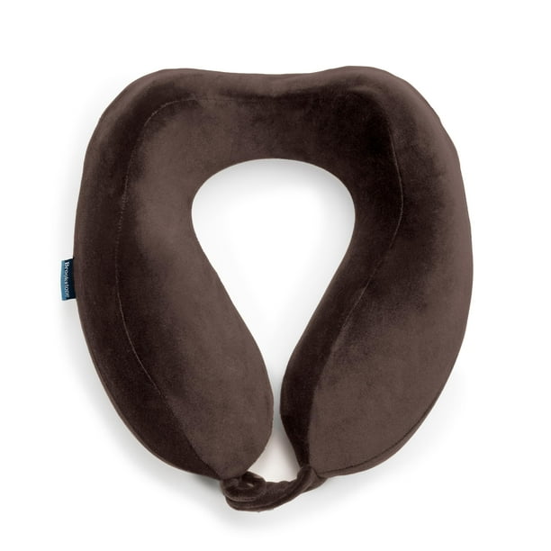 Almohada de Viaje Brookstone para Cuello con Espuma de Memoria Contorneada Marrón