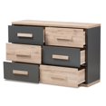 thumbnail image 3 of Baxton Studio Pandora 6 Tiroirs Double Commode en Gris et Chêne Brun, 3 of 9