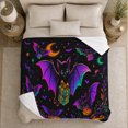 thumbnail image 5 of Whimsical Bat Holding Box, Festive autumn celebration Scene, Warm Flannel Blanket for Living Room and Bedroom with Detailed Artwork, Art Lovers autumn celebration Gift, Fantasy Home Decor, 5 of 9