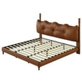 thumbnail image 3 of GDF Studio King Wooden Bed Frame with Faux Leather Upholstered Button Headboard, 3 of 9