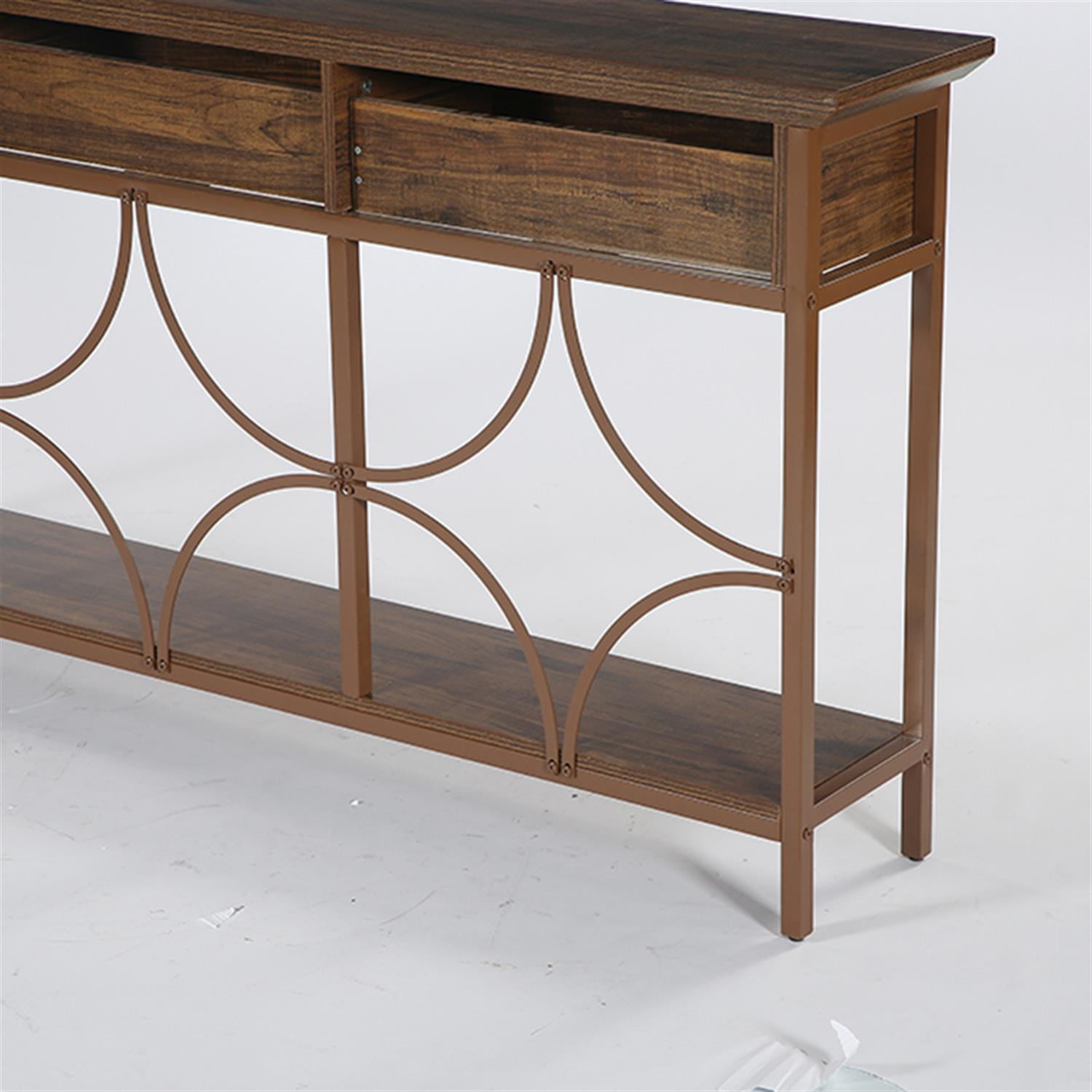 Demi Bonn 70.9" Console Table, Long Entryway Table Accent Table with Storage Drawers, Foyer Display Table, Brown