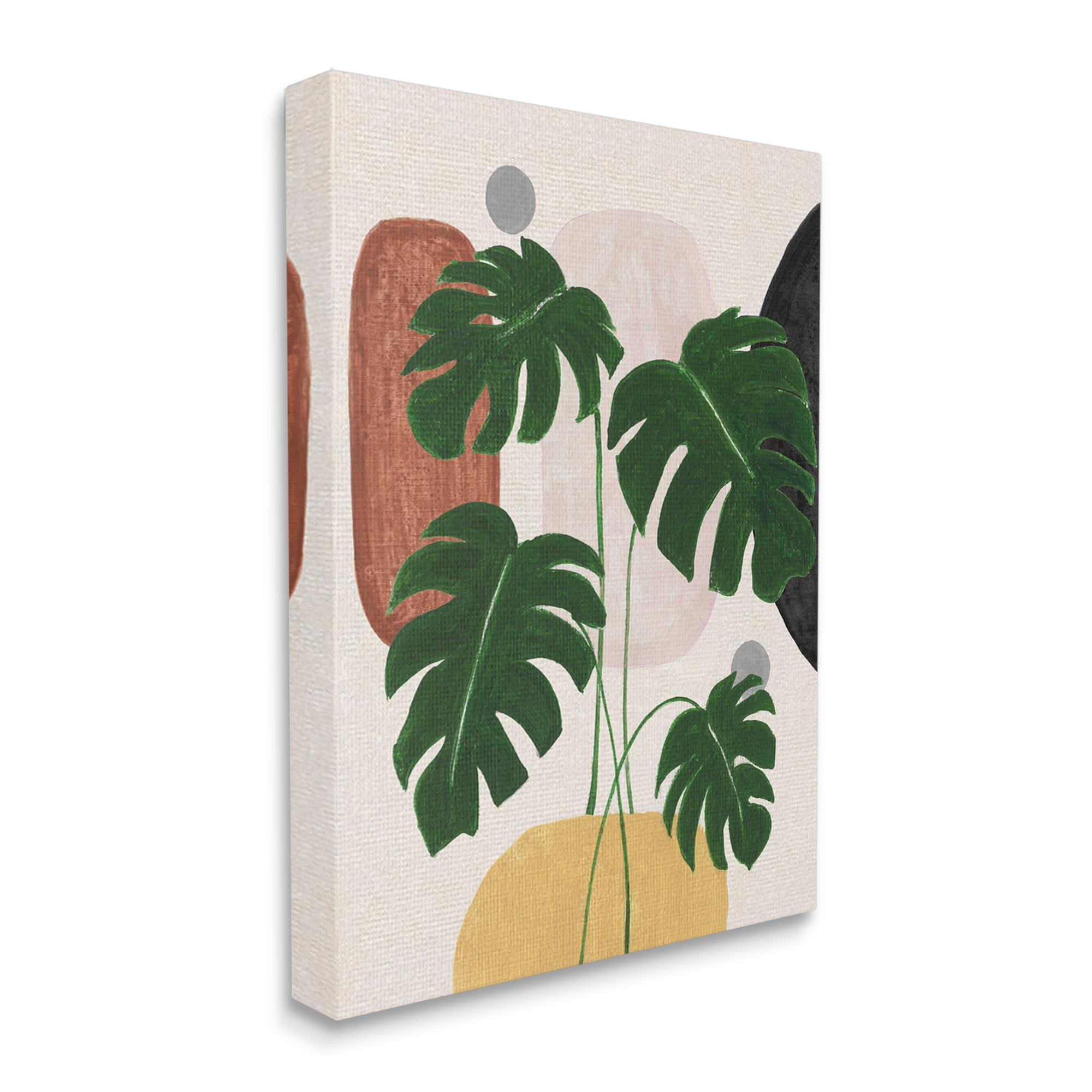 Stupell Industries Boho Monstera with Shapes Botanical & Floral Painting Gallery Wrapped Canvas Art Print Wall Art, 24 x 30