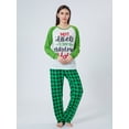 thumbnail image 6 of KelaJuan Christmas Family Pajamas Matching Set Letter Print Long Sleeve Tops and Green Plaid Pants Sleepwear, 6 of 8
