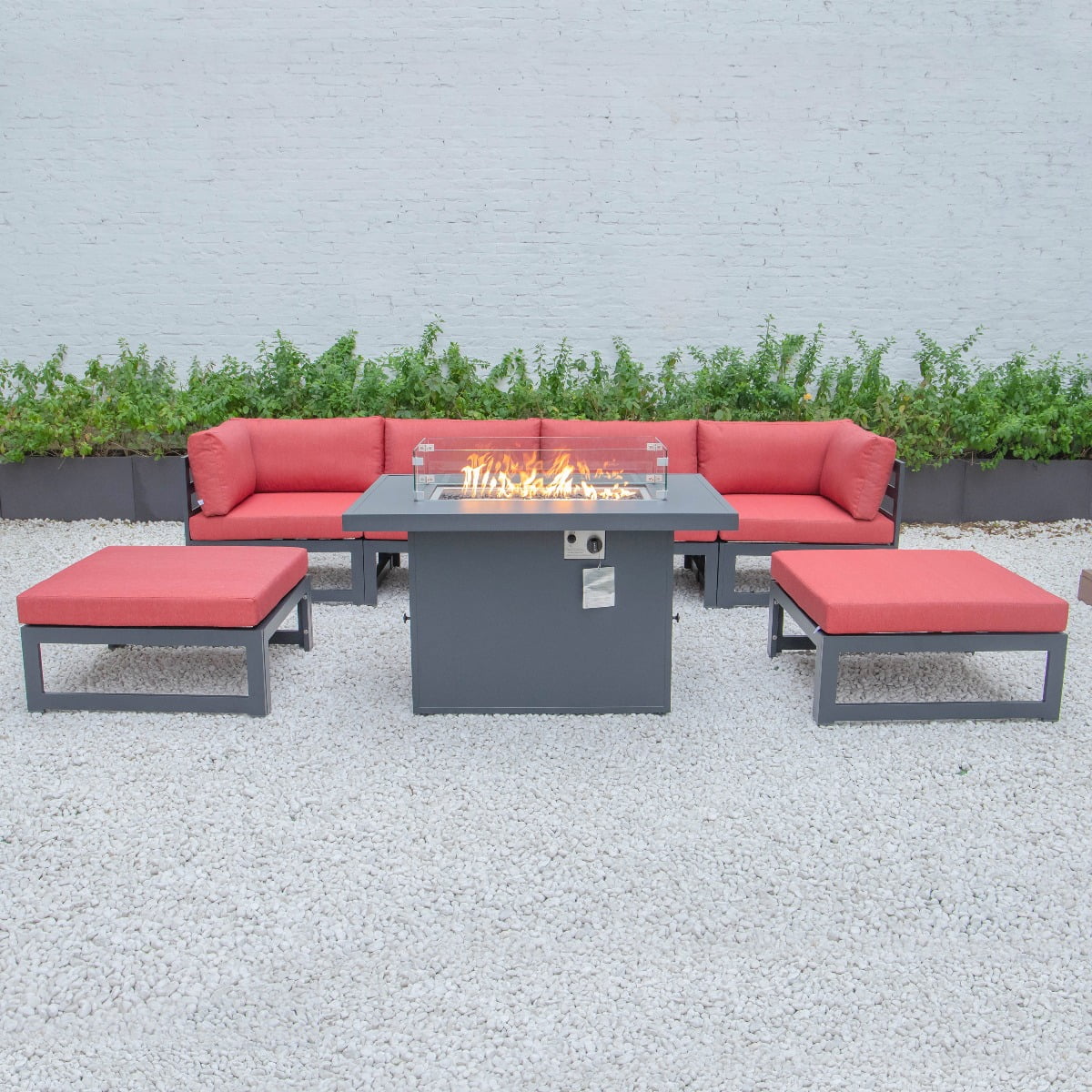 LeisureMod Chelsea 7Piece Patio Conversation Set Outdoor Sectional