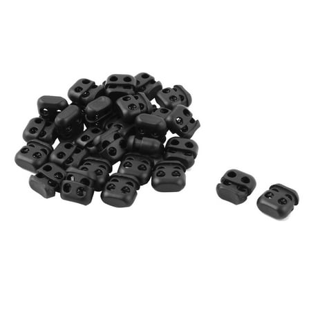 - Double Holes Oval Bean Shape Cord Lock Stopper Fastener Slider Toggles End 30pcs
