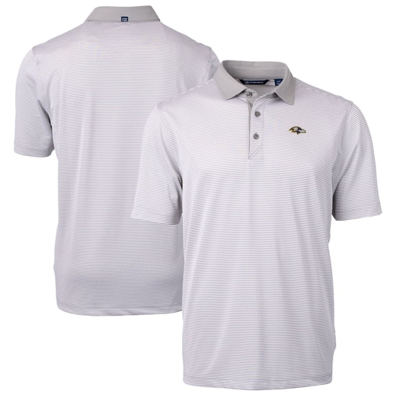 Men's Cutter & Buck Gray Baltimore Ravens Big & Tall Virtue Eco Pique Micro Stripe Recycled Polo