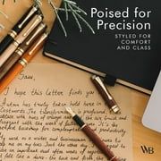 Wordsworth & Black Fountain Pen, Medium Nib Ink Pen, Brown Wood - Refillable, Calligraphy