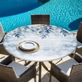 thumbnail image 4 of Blue Eucalyptus Fitted Tablecloth with Elastic Edged, Round Table Cloth for Dining Table, Christmas Leaves Poinsettia Farmhouse Wooden Waterproof Oil Proof Table Cover for Indoor Outdoor 36"-44", 4 of 9