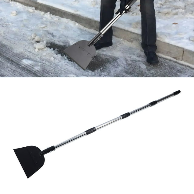 Flat Snow Shovel, Long Handle Versatile Steel Snow Ice Chopper Efficient Shoveling Easy To Install for Walkway Cleaning