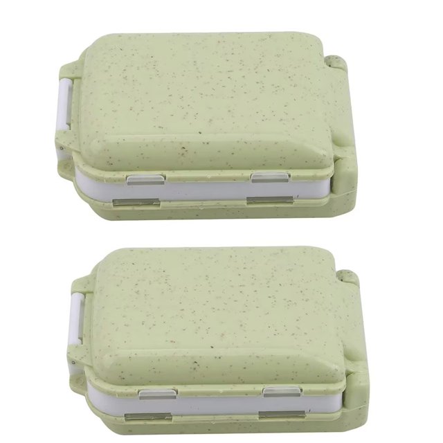 Caja de pastillas de 2 piezas (verde) Contenedor de medicina plegable de 3 capas Clasificación semanal Caja de pastillas portátil para tabletas de 8 compartimentos Caja de embalaje de viaje JM