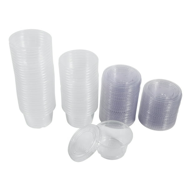 50Pcs Sauce Cups, Round Disposable Plastic Clear Sauce Chutney Cups