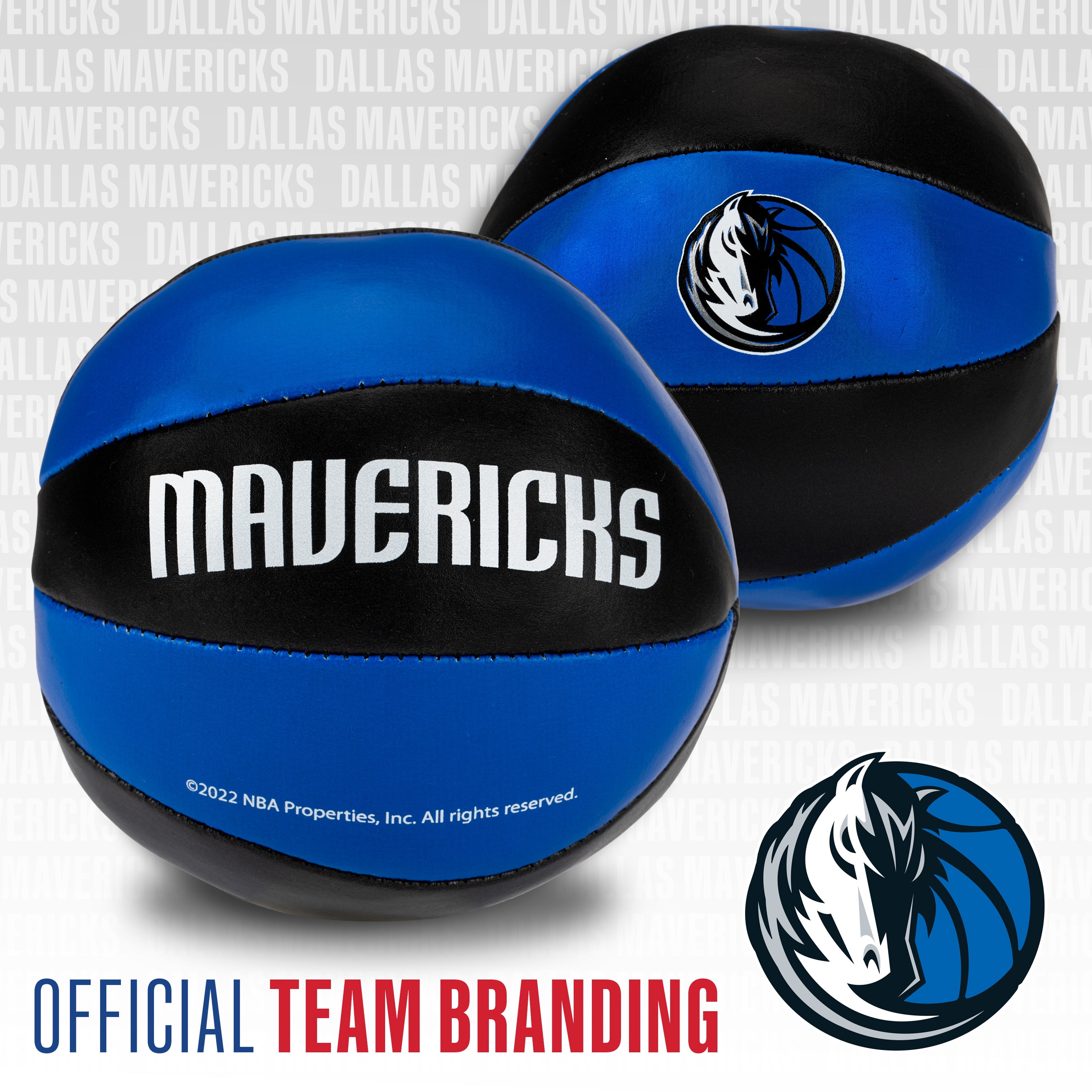 Franklin Sports NBA Dallas Mavericks Toy Basketballs - 2 Pack of Kids Soft Mini Basketballs for Over the Door + Indoor Hoops - NBA Fan Shop Kids Soft Toy Basketballs - (2) Mini Balls Included