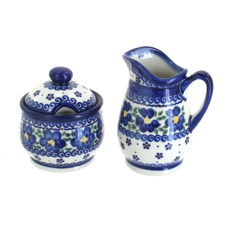 Blossom Time Sugar Bowl - Blue Rose Polish Pottery Spring Blossom Cream & Sugar Set