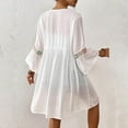 thumbnail image 4 of Women's Swimwear Cover Up Under $10 Long New Long-sleeved Sequin Splicing Mid-length Casual Beach Smock, 4 of 5