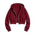 thumbnail image 4 of Zpanxa Girls Hoodies Kids Girls Cropped Full Zip Hooded Sweatshirt Jacket Long Sleeve Solid Color Casual Trendy Short Length Hoodie, 4 of 6