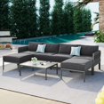 thumbnail image 2 of 6-Piece Aluminum Patio Furniture Set, Modern Metal Outdoor Conversation Set Sectional Sofa With Removable Olefin Extra Thick Cushions 5.9" Cushion (Gray), 2 of 12